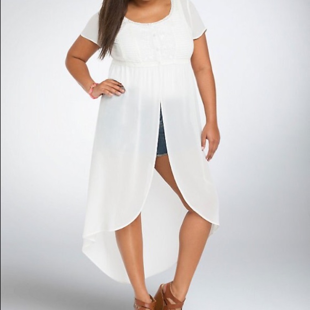 EMBROIDERED CHIFFON MAXI TOP